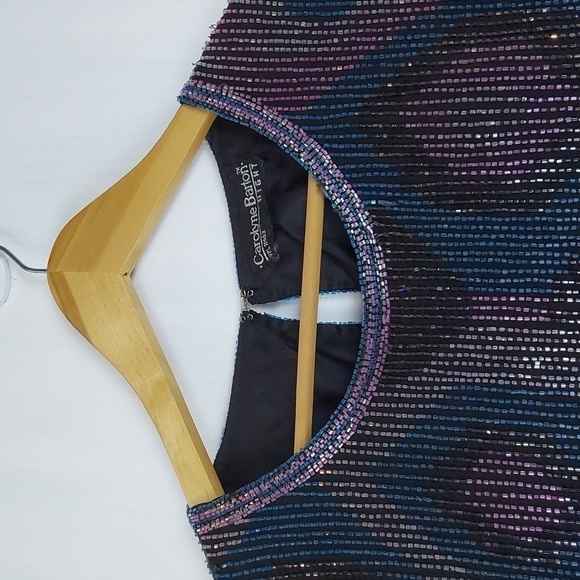 Carolyne Barton Purple Heavily Beaded Geometric Vintage Dressy Blouse Sz.L - Picture 5 of 12